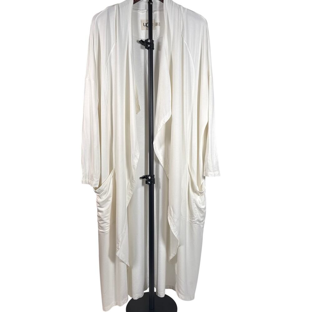 UGG Open Front Long Cardigan Oversized Drapey Fit XS Cream Ivory White Color